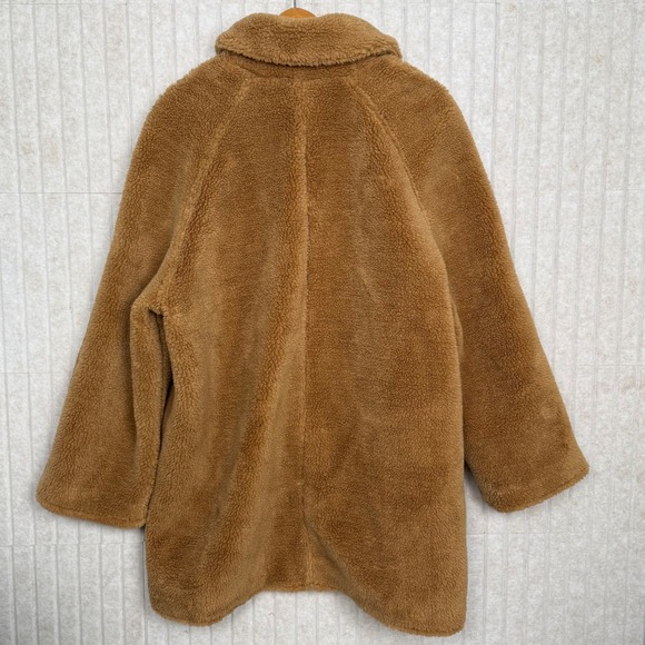 GAP Sherpa Teddy Coat XL Camel Brown Womens - Picture 8 of 12